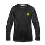 Men's Premium Long Sleeve T-Shirt  WITH YELLOW  LOGO - charcoal gray