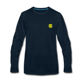 Men's Premium Long Sleeve T-Shirt  WITH YELLOW  LOGO - deep navy