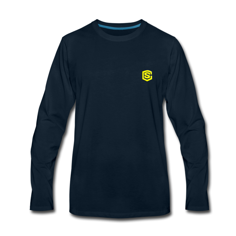 Men's Premium Long Sleeve T-Shirt  WITH YELLOW  LOGO - deep navy