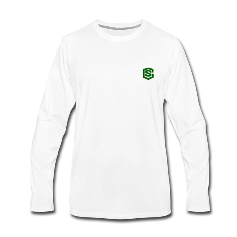 Men's Premium Long Sleeve T-Shirt  WITH GREEN  LOGO - white