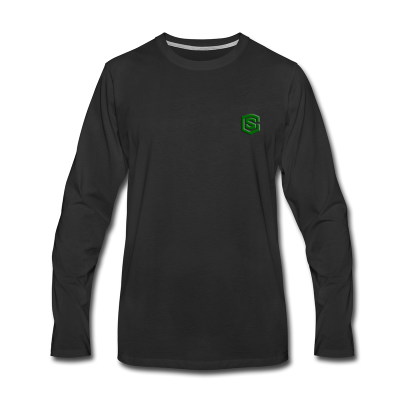 Men's Premium Long Sleeve T-Shirt  WITH GREEN  LOGO - black