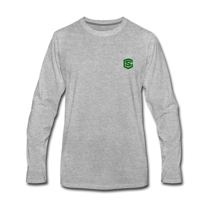 Men's Premium Long Sleeve T-Shirt  WITH GREEN  LOGO - heather gray