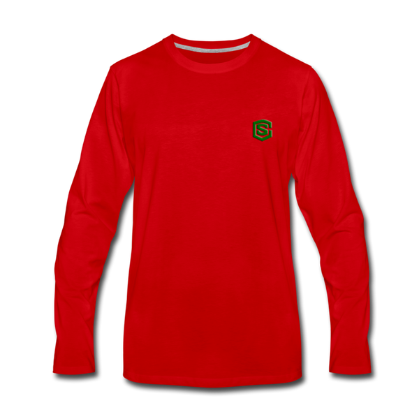 Men's Premium Long Sleeve T-Shirt  WITH GREEN  LOGO - red