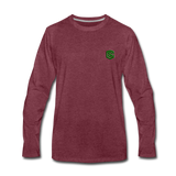 Men's Premium Long Sleeve T-Shirt  WITH GREEN  LOGO - heather burgundy