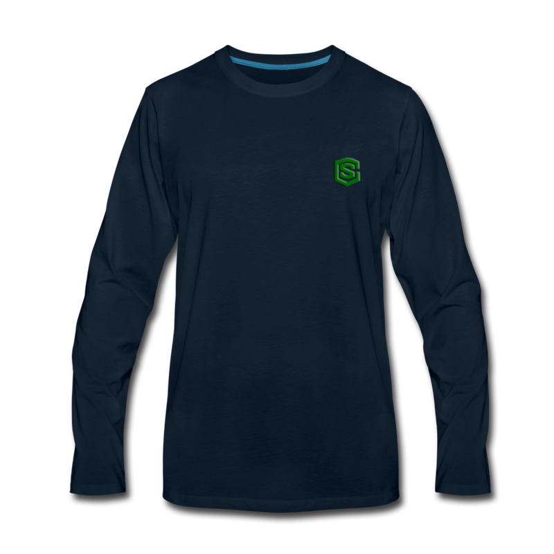 Men's Premium Long Sleeve T-Shirt  WITH GREEN  LOGO - deep navy