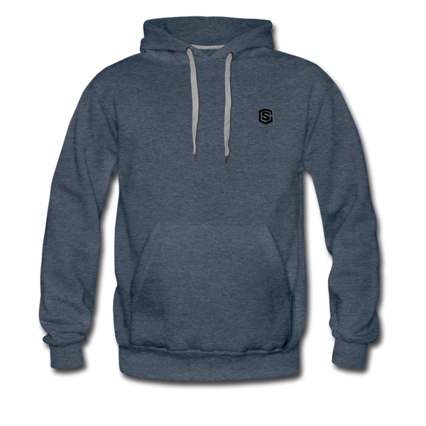 Men’s Premium Hoodie  WITH BLACK  LOGO - heather denim