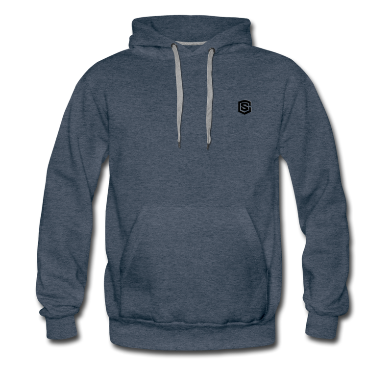 Men’s Premium Hoodie  WITH BLACK  LOGO - heather denim