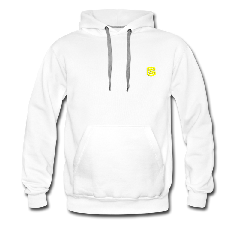 Men’s Premium Hoodie  WITH YELLOW  LOGO - white