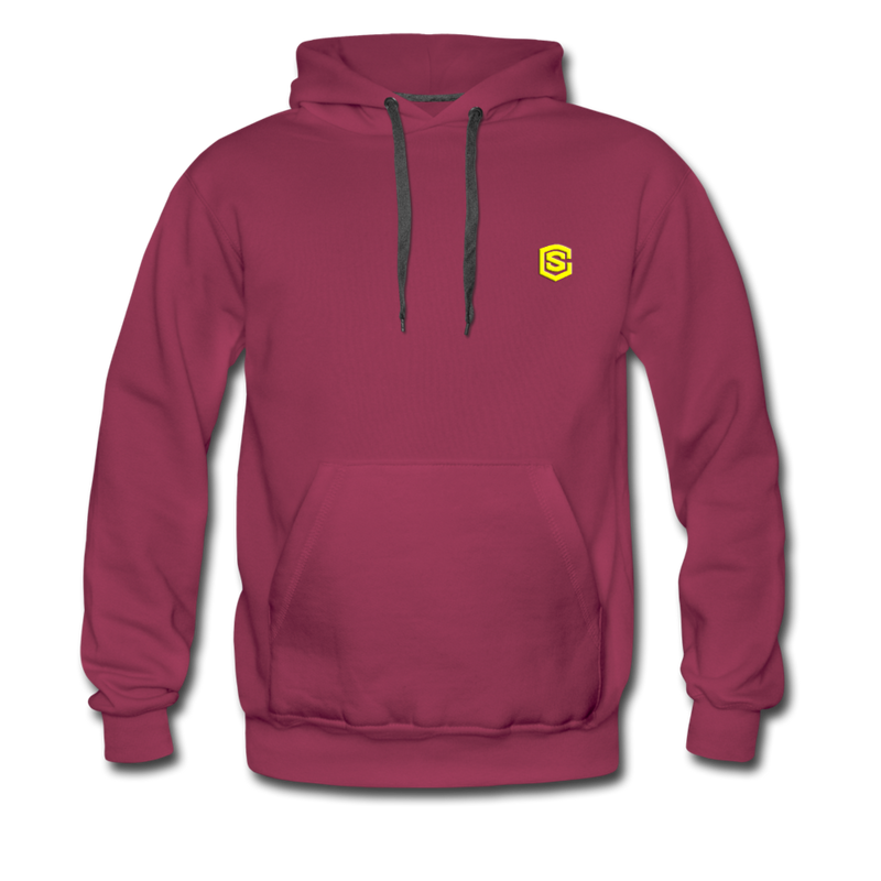 Men’s Premium Hoodie  WITH YELLOW  LOGO - burgundy