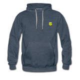 Men’s Premium Hoodie  WITH YELLOW  LOGO - heather denim