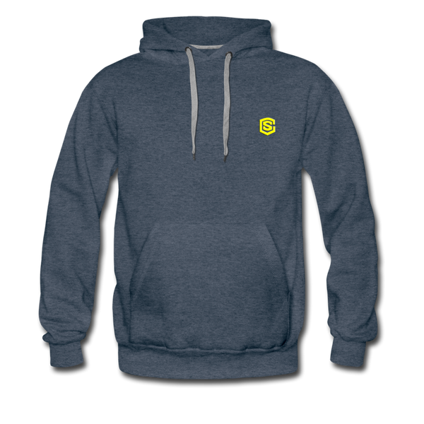 Men’s Premium Hoodie  WITH YELLOW  LOGO - heather denim