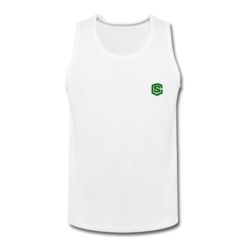 Men’s Premium Tank  WITH GREEN  LOGO - white