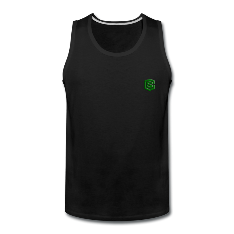 Men’s Premium Tank  WITH GREEN  LOGO - black