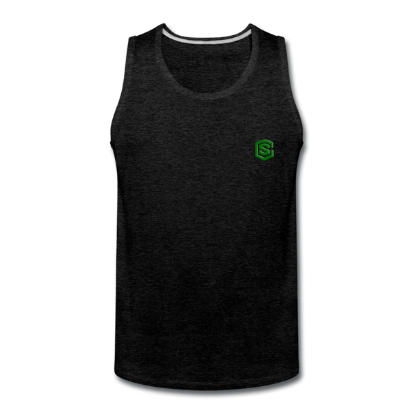 Men’s Premium Tank  WITH GREEN  LOGO - charcoal gray