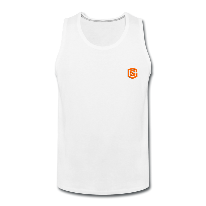 Men’s Premium Tank  WITH ORANGE  LOGO - white