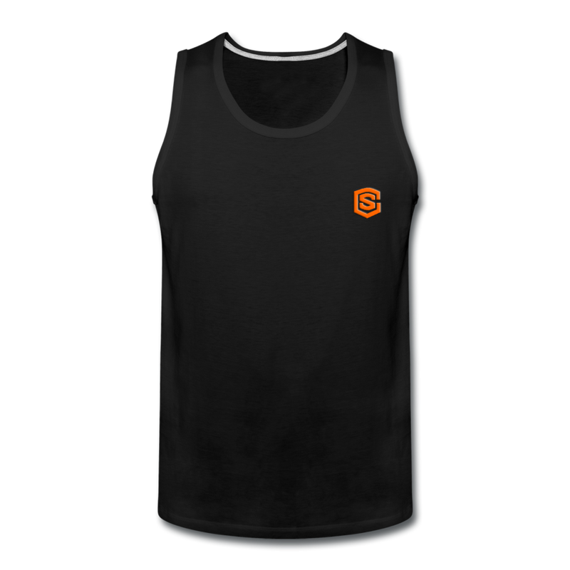 Men’s Premium Tank  WITH ORANGE  LOGO - black