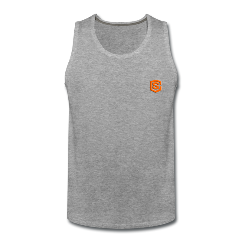 Men’s Premium Tank  WITH ORANGE  LOGO - heather gray