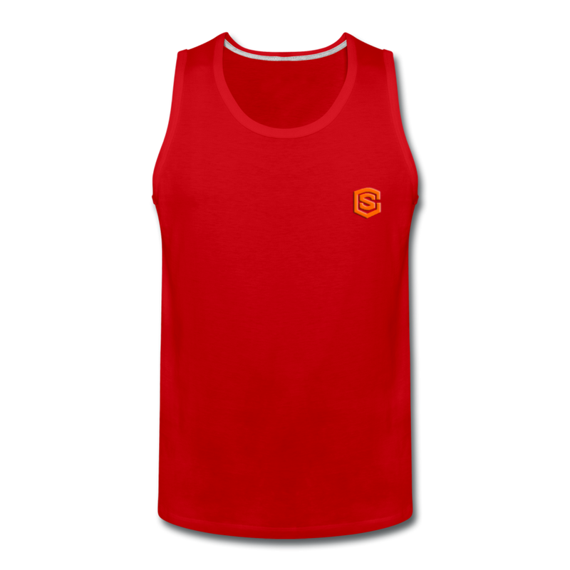 Men’s Premium Tank  WITH ORANGE  LOGO - red