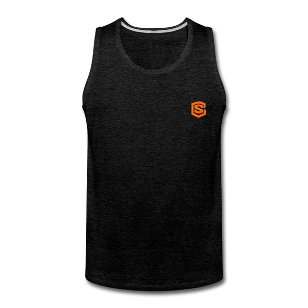 Men’s Premium Tank  WITH ORANGE  LOGO - charcoal gray