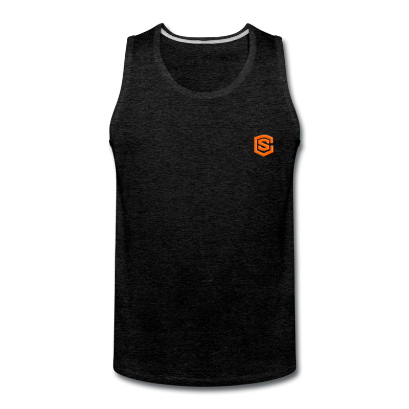 Men’s Premium Tank  WITH ORANGE  LOGO - charcoal gray