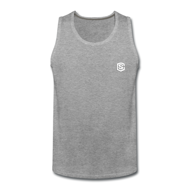 Men’s Premium Tank  WITH  WHITE LOGO - heather gray