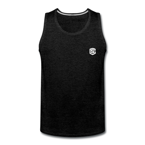 Men’s Premium Tank  WITH  WHITE LOGO - charcoal gray