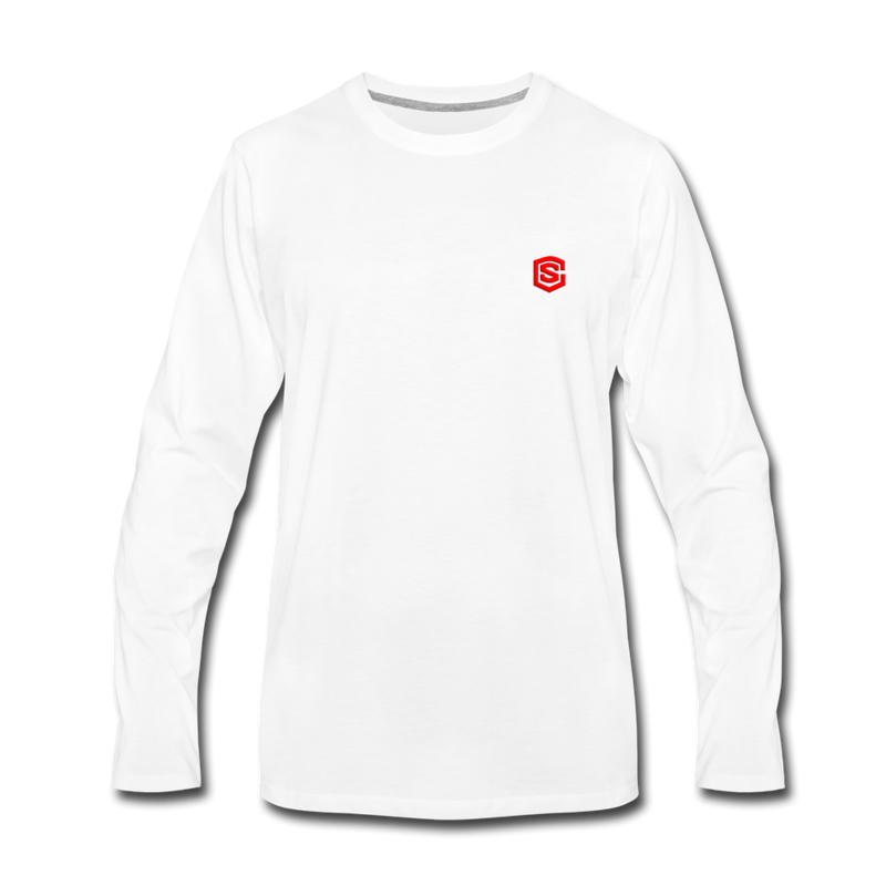 Men's Premium Long Sleeve T-Shirt  WITH RED  LOGO - white