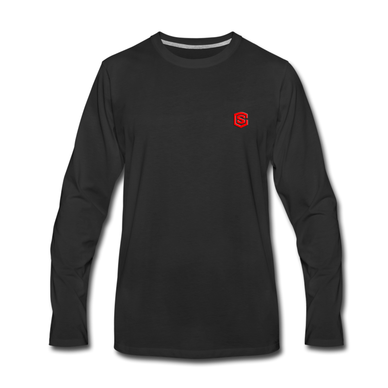 Men's Premium Long Sleeve T-Shirt  WITH RED  LOGO - black