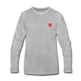 Men's Premium Long Sleeve T-Shirt  WITH RED  LOGO - heather gray