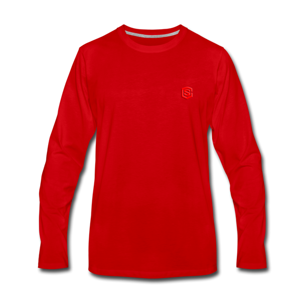 Men's Premium Long Sleeve T-Shirt  WITH RED  LOGO - red