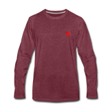 Men's Premium Long Sleeve T-Shirt  WITH RED  LOGO - heather burgundy