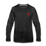 Men's Premium Long Sleeve T-Shirt  WITH RED  LOGO - charcoal gray