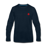 Men's Premium Long Sleeve T-Shirt  WITH RED  LOGO - deep navy