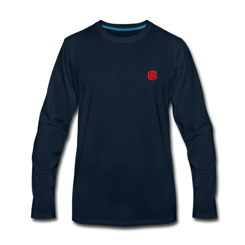 Men's Premium Long Sleeve T-Shirt  WITH RED  LOGO - deep navy