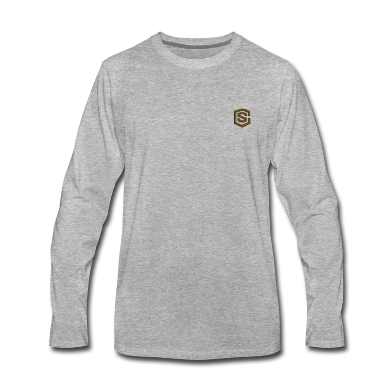 Men's Premium Long Sleeve T-Shirt  WITH BROWN  LOGO - heather gray