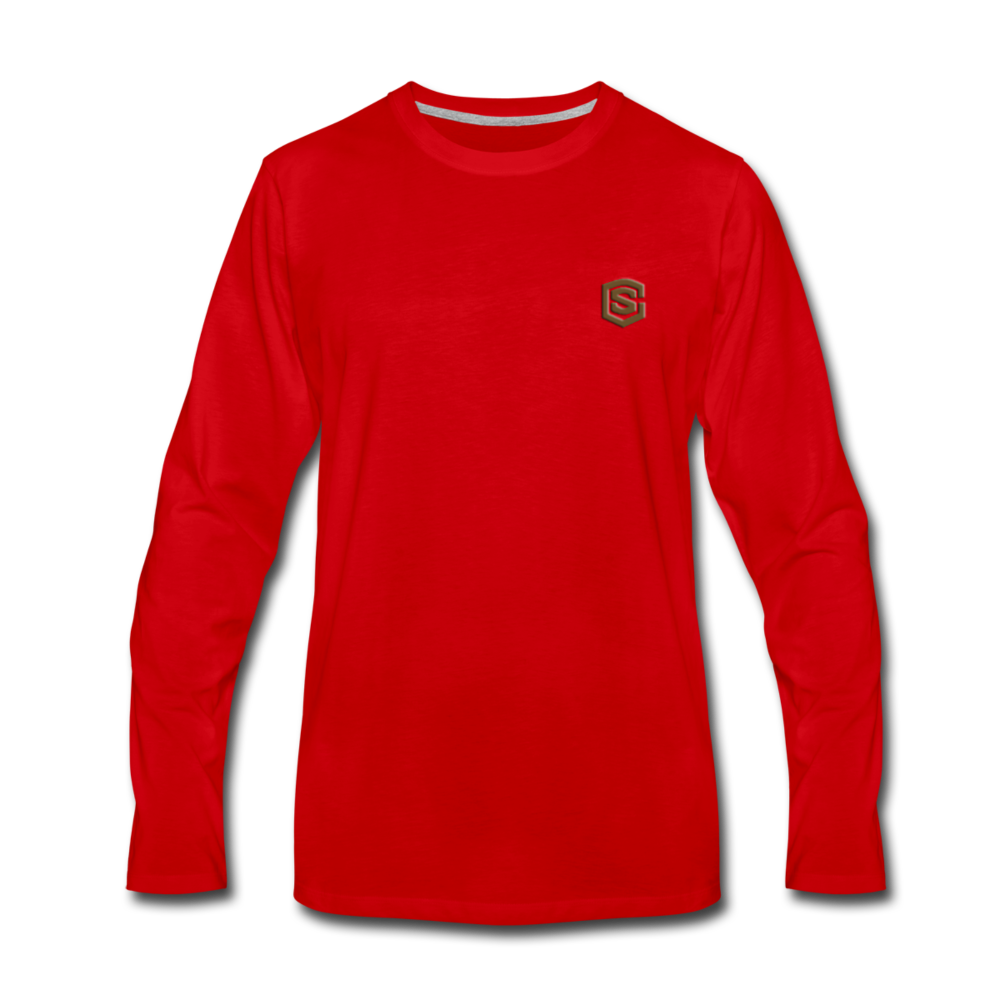 Men's Premium Long Sleeve T-Shirt  WITH BROWN  LOGO - red