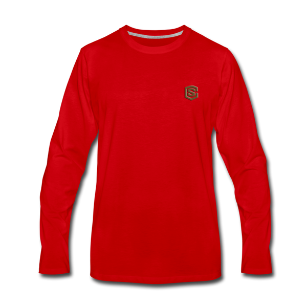 Men's Premium Long Sleeve T-Shirt  WITH BROWN  LOGO - red