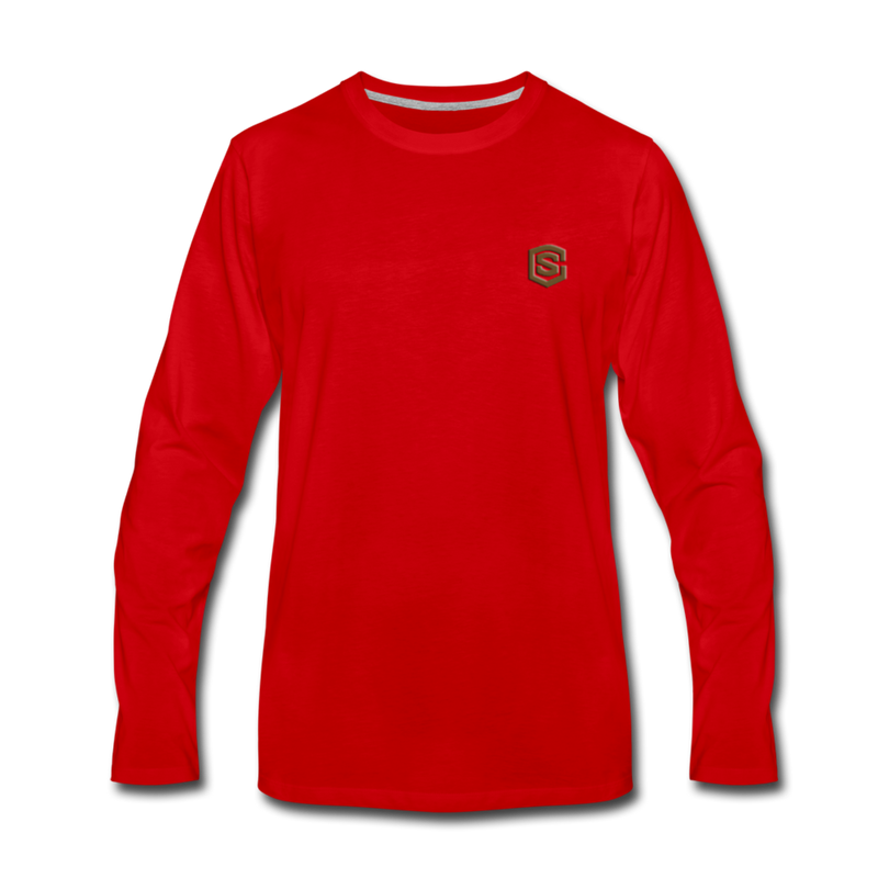 Men's Premium Long Sleeve T-Shirt  WITH BROWN  LOGO - red