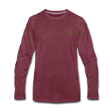 Men's Premium Long Sleeve T-Shirt  WITH BROWN  LOGO - heather burgundy