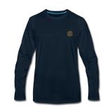 Men's Premium Long Sleeve T-Shirt  WITH BROWN  LOGO - deep navy