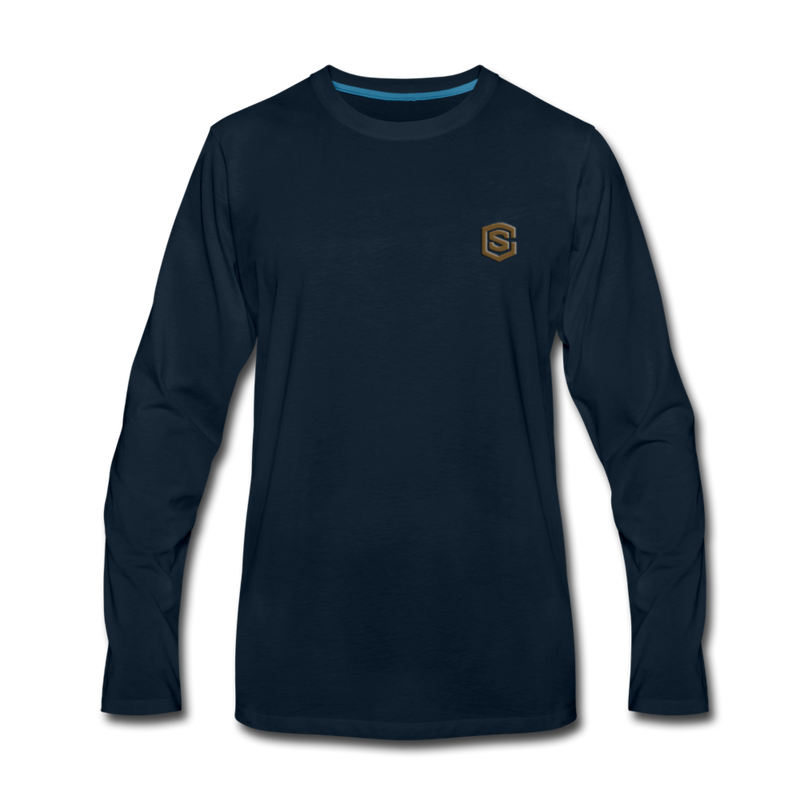 Men's Premium Long Sleeve T-Shirt  WITH BROWN  LOGO - deep navy