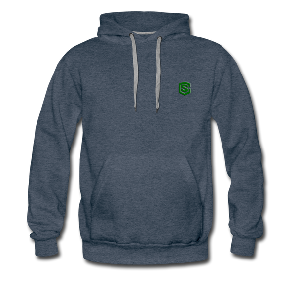 Men’s Premium Hoodie  WITH GREEN  LOGO - heather denim