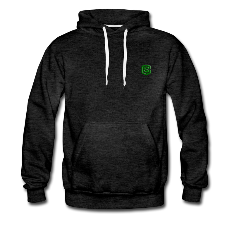 Men’s Premium Hoodie  WITH GREEN  LOGO - charcoal gray