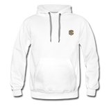 Men’s Premium Hoodie  WITH BROWN  LOGO - white