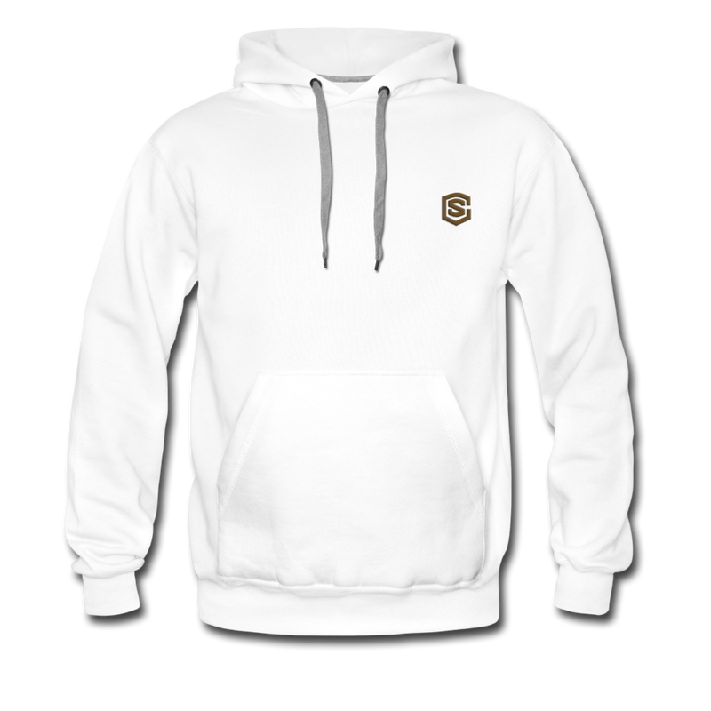 Men’s Premium Hoodie  WITH BROWN  LOGO - white