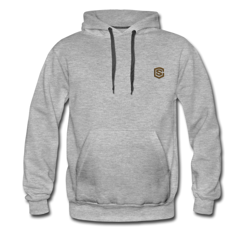 Men’s Premium Hoodie  WITH BROWN  LOGO - heather gray