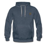 Men’s Premium Hoodie  WITH BROWN  LOGO - heather denim