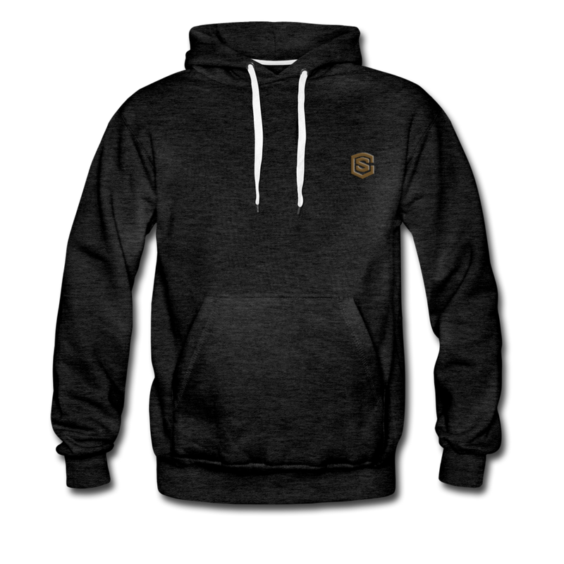 Men’s Premium Hoodie  WITH BROWN  LOGO - charcoal gray