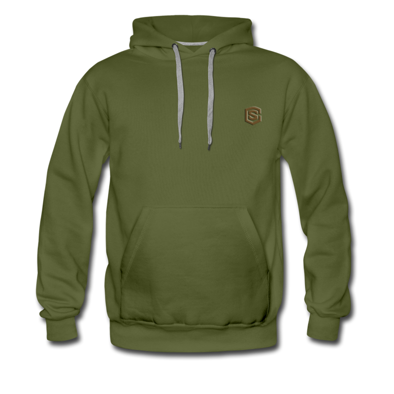 Men’s Premium Hoodie  WITH BROWN  LOGO - olive green