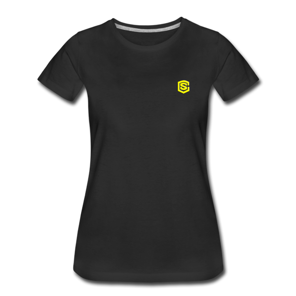 Women’s Premium T-Shirt  WITH YELLOW  LOGO - black